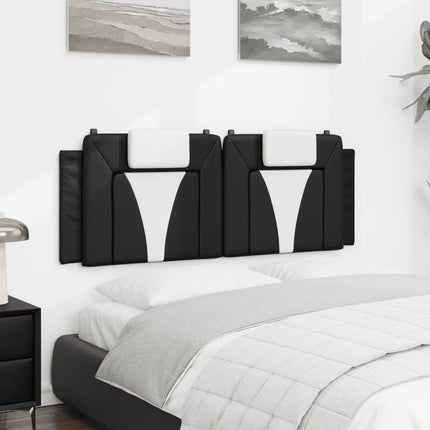 Headboard Cushion "Viana" Black and White 60.2" Faux Leather