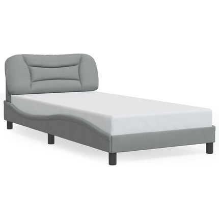 Bed Frame without Mattress "Hvar" Light Gray 39.4"x74.8" Fabric