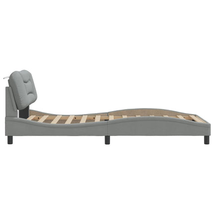 Bed Frame without Mattress "Hvar" Light Gray 39.4"x74.8" Fabric