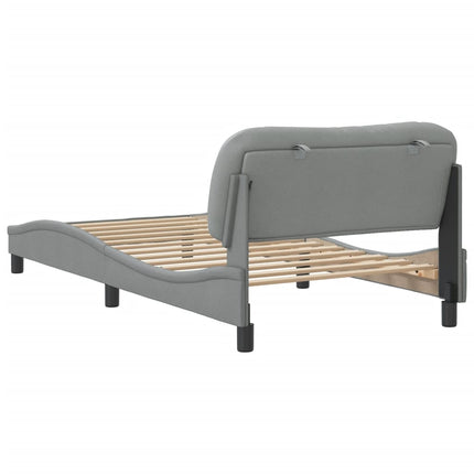 Bed Frame without Mattress "Hvar" Light Gray 39.4"x74.8" Fabric