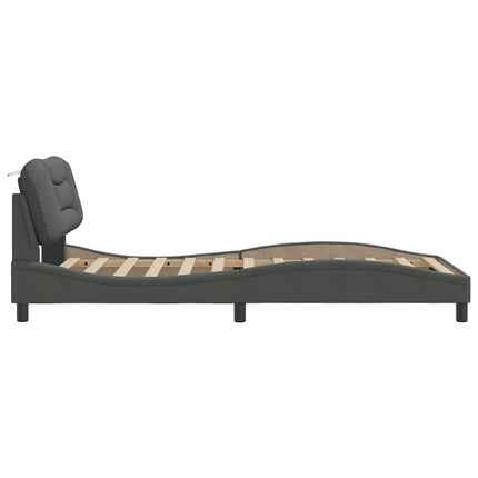 Bed Frame without Mattress "Hvar" Dark Gray 39.4"x74.8" Fabric