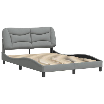 Bed Frame without Mattress "Hvar" Light Gray 53.9"x74.8" Fabric
