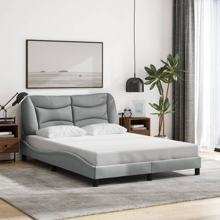 Bed Frame without Mattress "Hvar" Light Gray 53.9"x74.8" Fabric