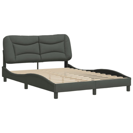 Bed Frame without Mattress "Hvar" Dark Gray 53.9"x74.8" Fabric