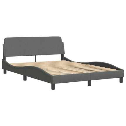 Bed Frame without Mattress "Hvar" Dark Gray 53.9"x74.8" Fabric