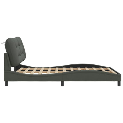 Bed Frame without Mattress "Hvar" Dark Gray 53.9"x74.8" Fabric