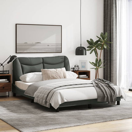 Bed Frame without Mattress "Hvar" Dark Gray 53.9"x74.8" Fabric