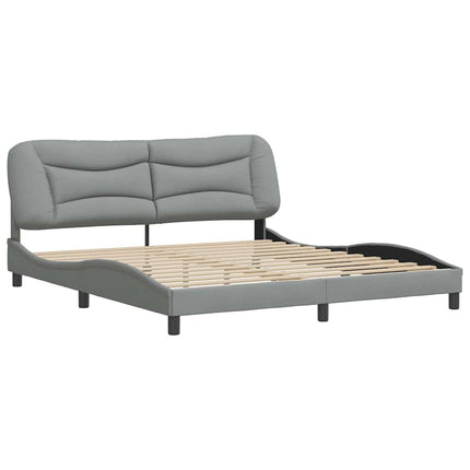 Bed Frame without Mattress "Hvar" Light Gray 76"x79.9" Fabric