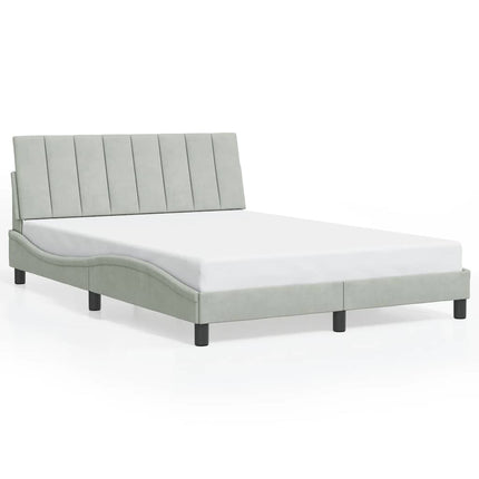 Bed Frame without Mattress "Hanko" Light Gray 53.9"x74.8" Velvet