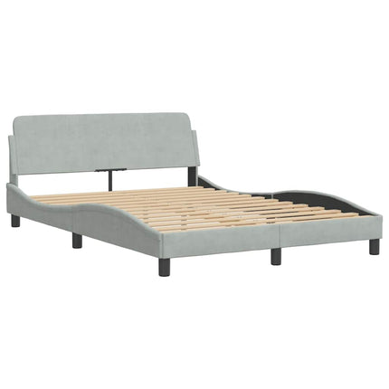 Bed Frame without Mattress "Hanko" Light Gray 53.9"x74.8" Velvet