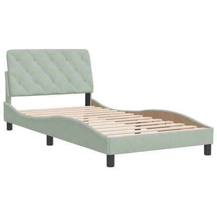 Bed Frame without Mattress Light Gray 39.4"x74.8" Velvet