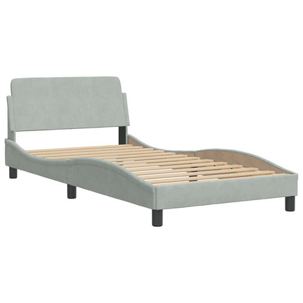 Bed Frame without Mattress Light Gray 39.4"x74.8" Velvet