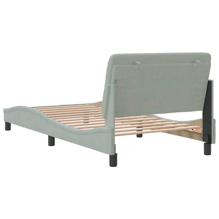 Bed Frame without Mattress Light Gray 39.4"x74.8" Velvet