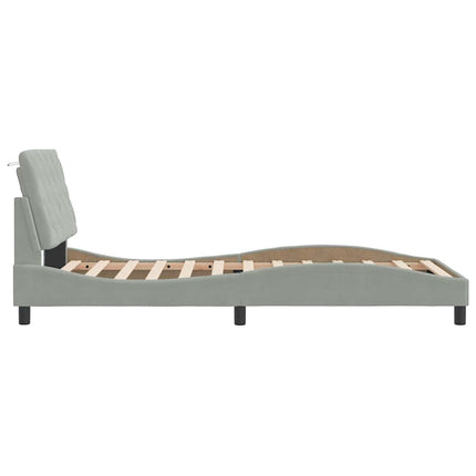 Bed Frame without Mattress Light Gray 39.4"x74.8" Velvet
