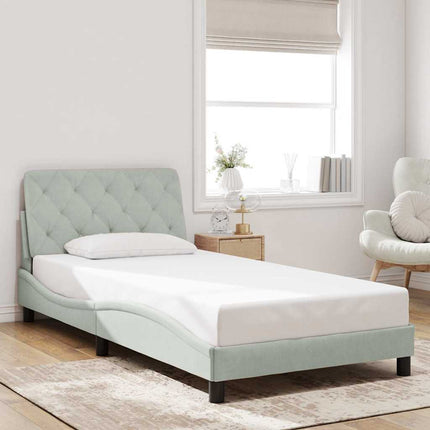 Bed Frame without Mattress Light Gray 39.4"x79.9" Velvet