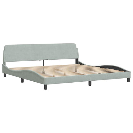 Bed Frame without Mattress Light Gray 76"x79.9" Velvet