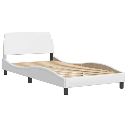 Bed Frame without Mattress "Hvar" White 39.4"x74.8" Faux Leather