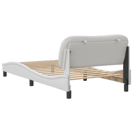Bed Frame without Mattress "Hvar" White 39.4"x74.8" Faux Leather