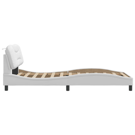 Bed Frame without Mattress "Hvar" White 39.4"x74.8" Faux Leather