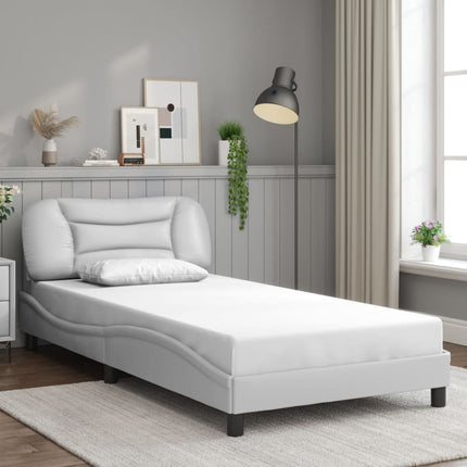 Bed Frame without Mattress "Hvar" White 39.4"x74.8" Faux Leather