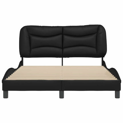 Bed Frame without Mattress "Hvar" Black 53.9"x74.8" Faux Leather