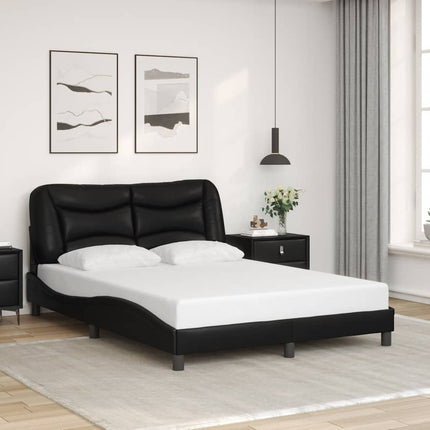 Bed Frame without Mattress "Hvar" Black 53.9"x74.8" Faux Leather