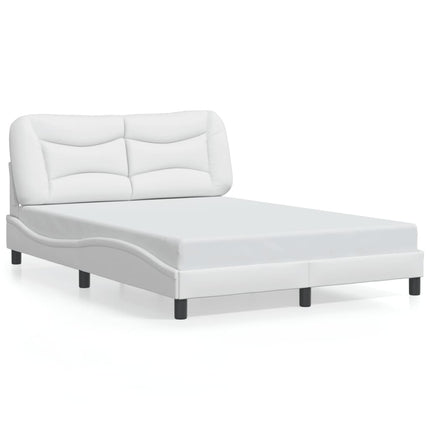Bed Frame without Mattress "Hvar" White 53.9"x74.8" Faux Leather