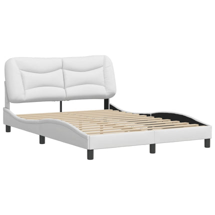 Bed Frame without Mattress "Hvar" White 53.9"x74.8" Faux Leather