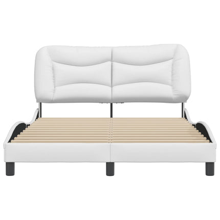 Bed Frame without Mattress "Hvar" White 53.9"x74.8" Faux Leather