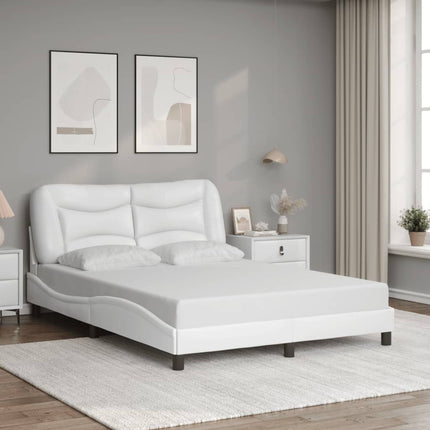 Bed Frame without Mattress "Hvar" White 53.9"x74.8" Faux Leather