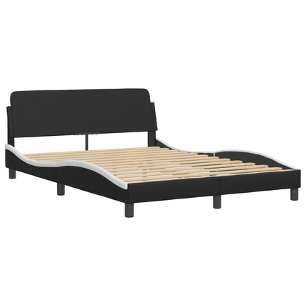 Bed Frame without Mattress "Hvar" Black and White 53.9"x74.8" Faux Leather