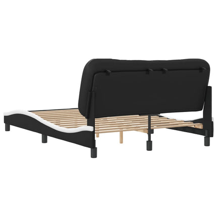 Bed Frame without Mattress "Hvar" Black and White 53.9"x74.8" Faux Leather
