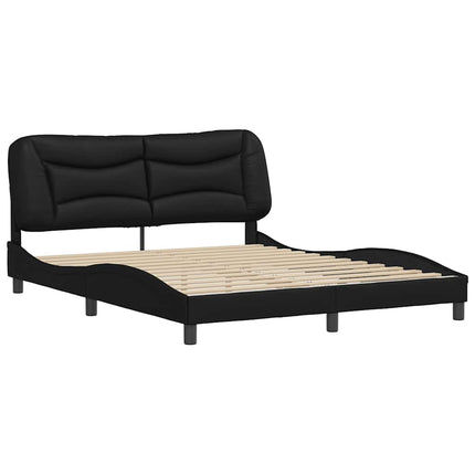 Bed Frame without Mattress "Hvar" Black 59.8"x79.9" Faux Leather