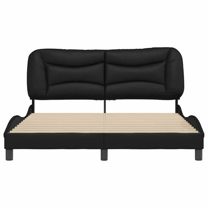 Bed Frame without Mattress "Hvar" Black 59.8"x79.9" Faux Leather