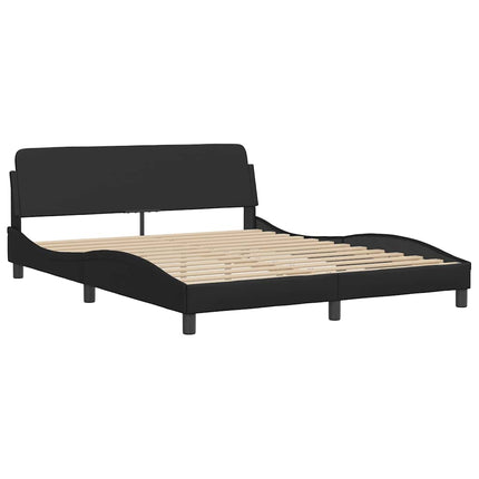 Bed Frame without Mattress "Hvar" Black 59.8"x79.9" Faux Leather