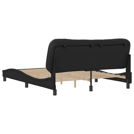 Bed Frame without Mattress "Hvar" Black 59.8"x79.9" Faux Leather