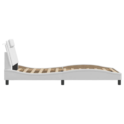 Bed Frame "Viana" without Mattress White 39.4"x74.8" Faux Leather