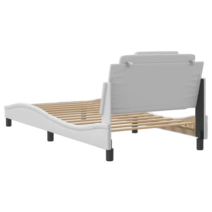 Bed Frame "Viana" without Mattress White 39.4"x74.8" Faux Leather