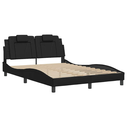 Bed Frame "Viana" without Mattress Black 53.9"x74.8" Faux Leather