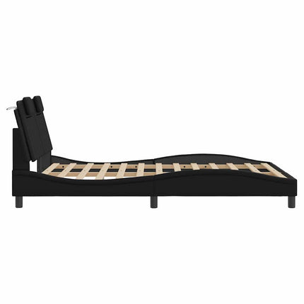 Bed Frame "Viana" without Mattress Black 53.9"x74.8" Faux Leather