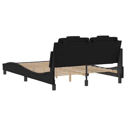 Bed Frame "Viana" without Mattress Black 53.9"x74.8" Faux Leather