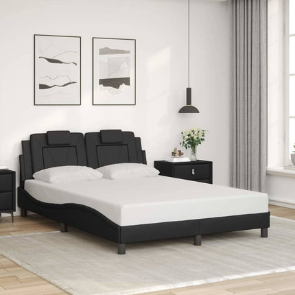Bed Frame "Viana" without Mattress Black 53.9"x74.8" Faux Leather