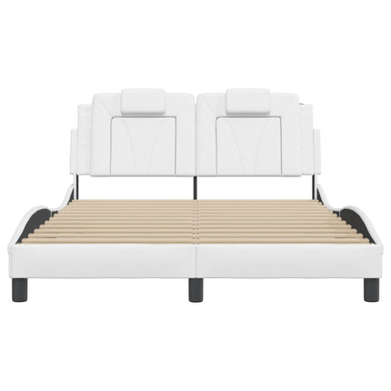 Bed Frame "Viana" without Mattress White 53.9"x74.8" Faux Leather