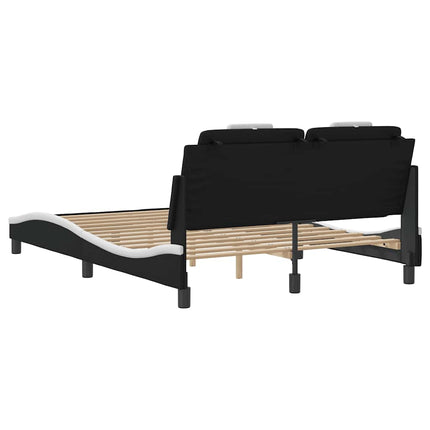 Bed Frame "Viana" without Mattress Black and White 53.9"x74.8" Faux Leather