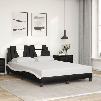 Bed Frame "Viana" without Mattress Black and White 53.9"x74.8" Faux Leather