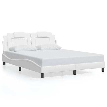 Bed Frame "Viana" without Mattress White 59.8"x79.9" Faux Leather