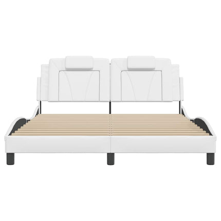 Bed Frame "Viana" without Mattress White 59.8"x79.9" Faux Leather