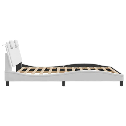 Bed Frame "Viana" without Mattress White 59.8"x79.9" Faux Leather