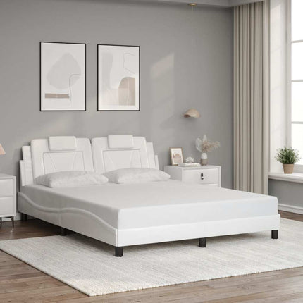 Bed Frame "Viana" without Mattress White 59.8"x79.9" Faux Leather