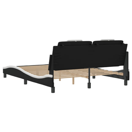 Bed Frame "Viana" without Mattress Black and White 59.8"x79.9" Faux Leather